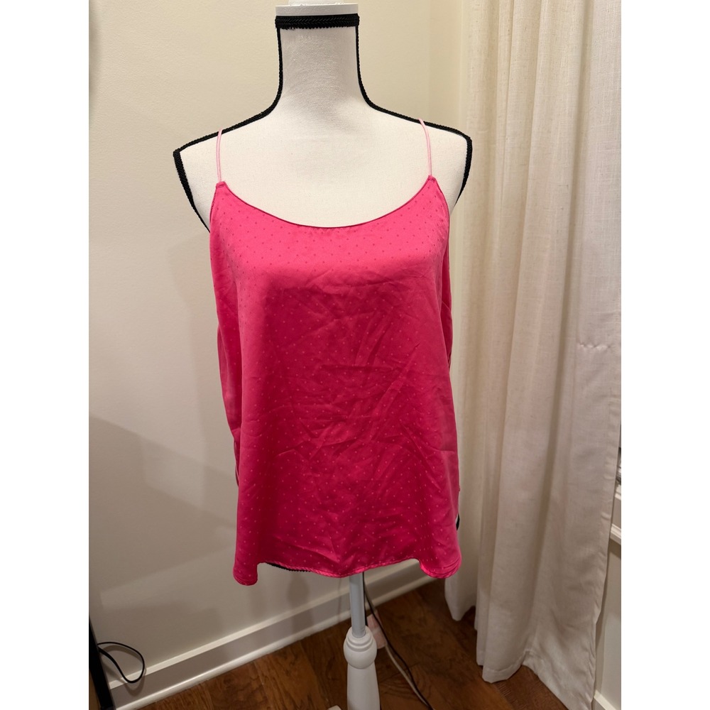 Victoria's Secret Pink Polka Dot Faux Satin Camisole Y-Back Sleep Top Large